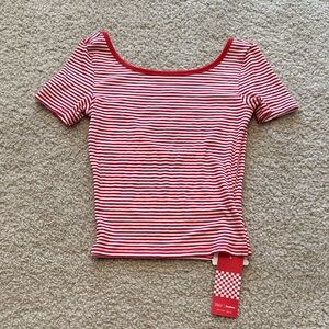 Red Striped Crop Top